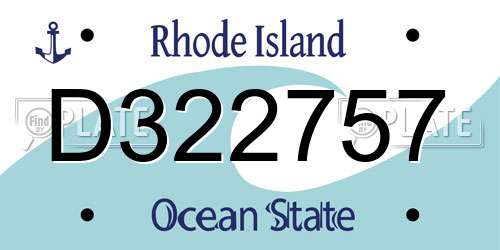 D322757 Rhode Island License Plate