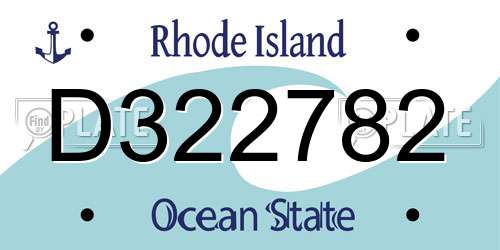 D322782 Rhode Island License Plate