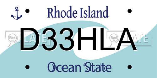 D33HLA Rhode Island License Plate