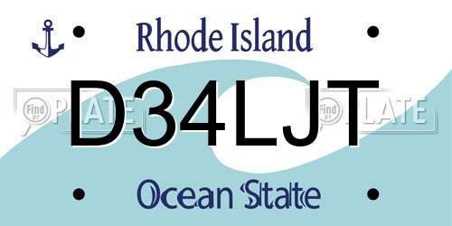 D34LJT Rhode Island License Plate