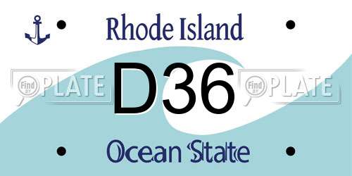 D36 Rhode Island License Plate