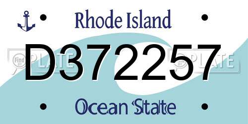 D372257 Rhode Island License Plate