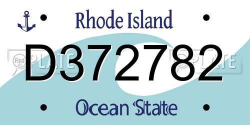 D372782 Rhode Island License Plate