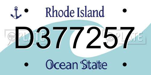 D377257 Rhode Island License Plate