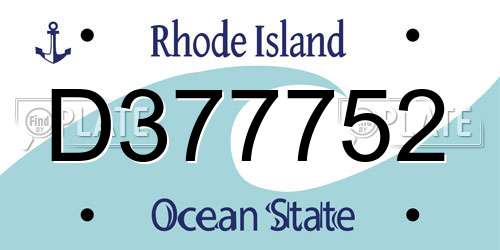D377752 Rhode Island License Plate