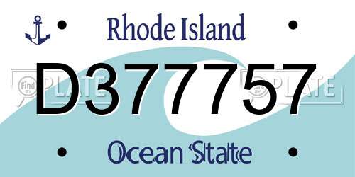 D377757 Rhode Island License Plate
