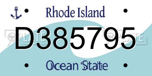 D385795 Rhode Island License Plate