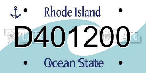 D401200 Rhode Island License Plate