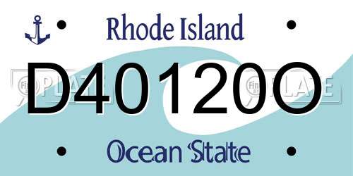 D40120O Rhode Island License Plate