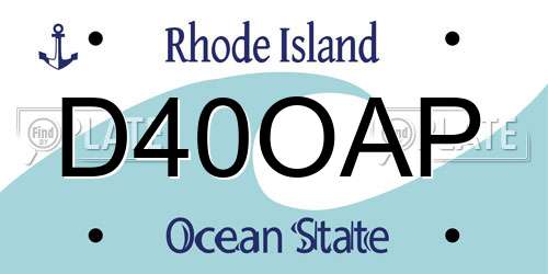 D40OAP Rhode Island License Plate