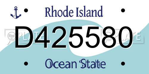 D425580 Rhode Island License Plate