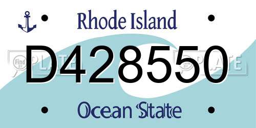 D428550 Rhode Island License Plate