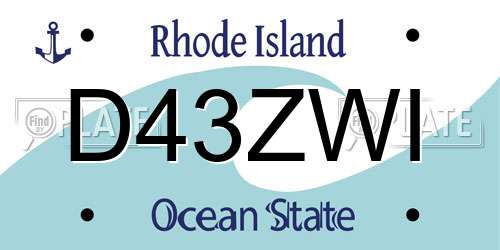 D43ZWI Rhode Island License Plate