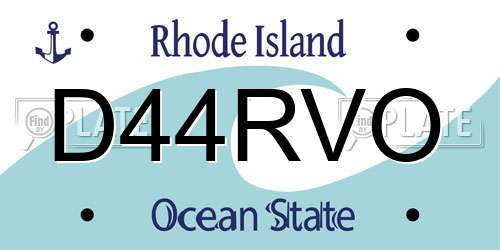 D44RVO Rhode Island License Plate