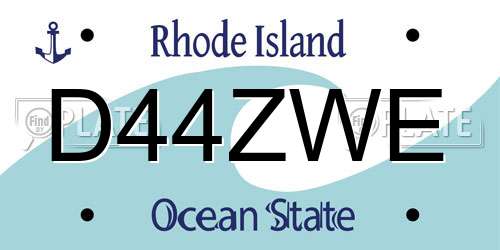 D44ZWE Rhode Island License Plate