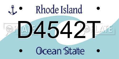 D4542T Rhode Island License Plate