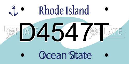 D4547T Rhode Island License Plate
