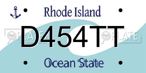 D454TT Rhode Island License Plate