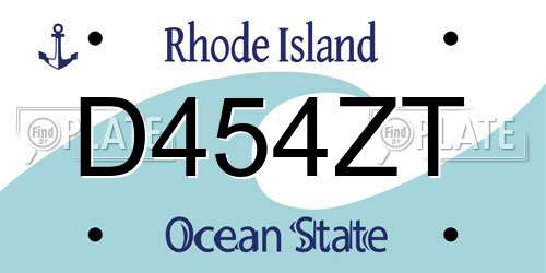 D454ZT Rhode Island License Plate