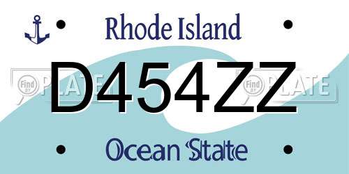 D454ZZ Rhode Island License Plate
