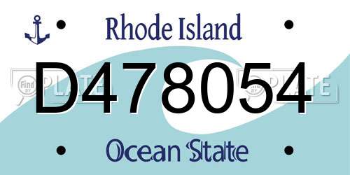 D478054 Rhode Island License Plate
