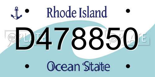 D478850 Rhode Island License Plate