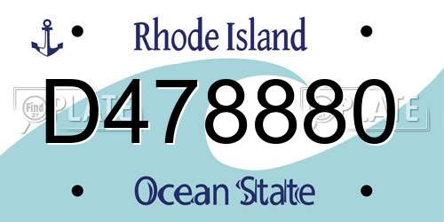 D478880 Rhode Island License Plate