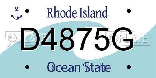 D4875G Rhode Island License Plate