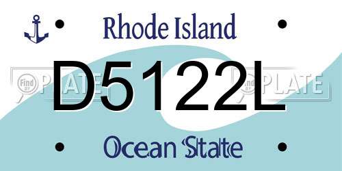 D5122L Rhode Island License Plate
