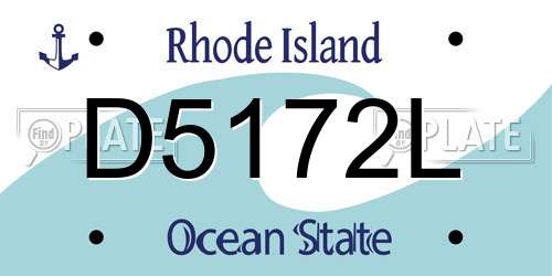 D5172L Rhode Island License Plate