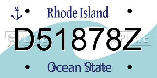 D51878Z Rhode Island License Plate