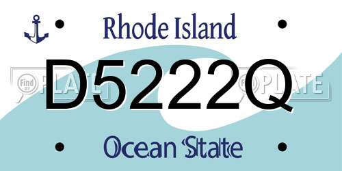 D5222Q Rhode Island License Plate