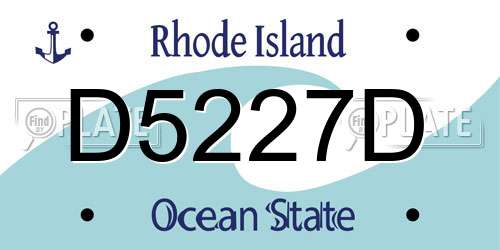 D5227D Rhode Island License Plate