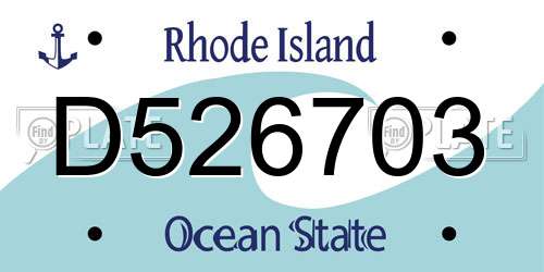 D526703 Rhode Island License Plate