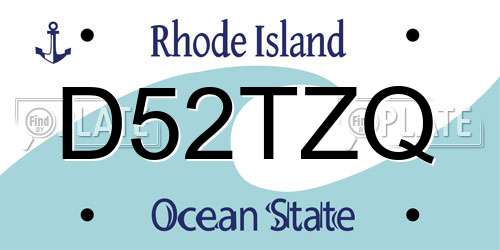 D52TZQ Rhode Island License Plate