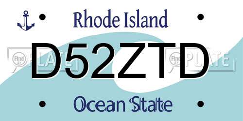 D52ZTD Rhode Island License Plate