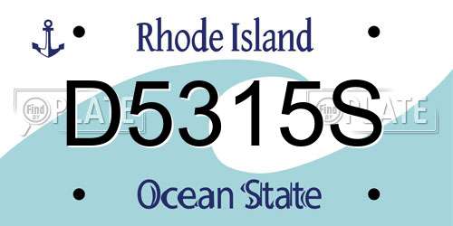 D5315S Rhode Island License Plate