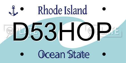 D53HOP Rhode Island License Plate