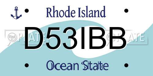 D53IBB Rhode Island License Plate