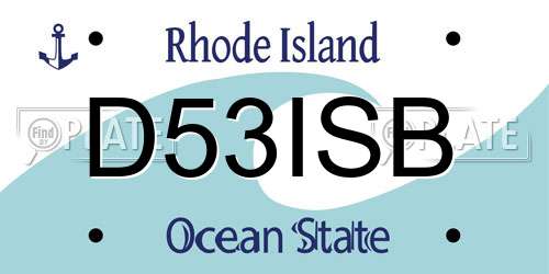 D53ISB Rhode Island License Plate