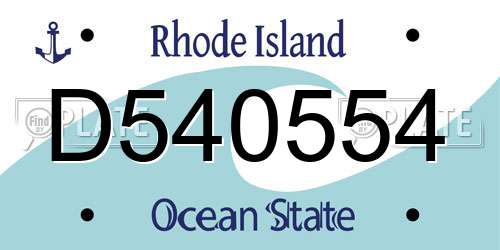 D540554 Rhode Island License Plate