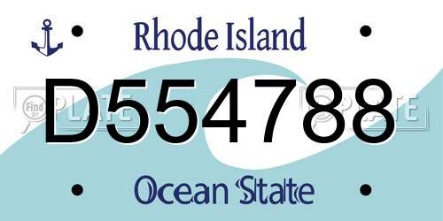 D554788 Rhode Island License Plate