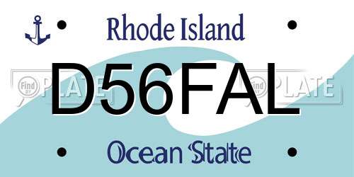 D56FAL Rhode Island License Plate