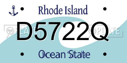 D5722Q Rhode Island License Plate
