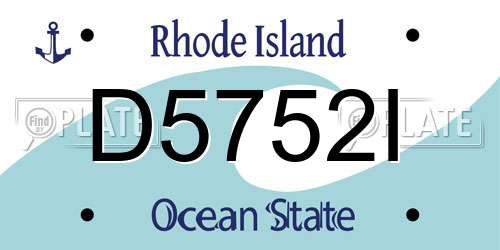 D5752I Rhode Island License Plate