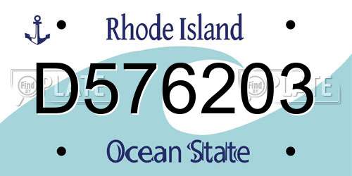 D576203 Rhode Island License Plate