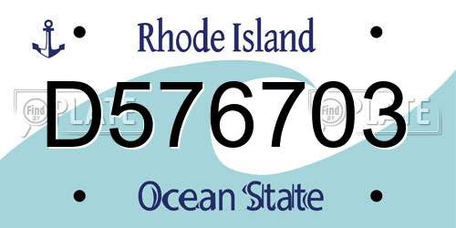 D576703 Rhode Island License Plate