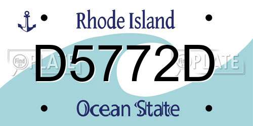 D5772D Rhode Island License Plate