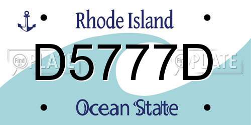 D5777D Rhode Island License Plate