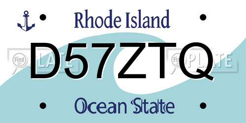 D57ZTQ Rhode Island License Plate